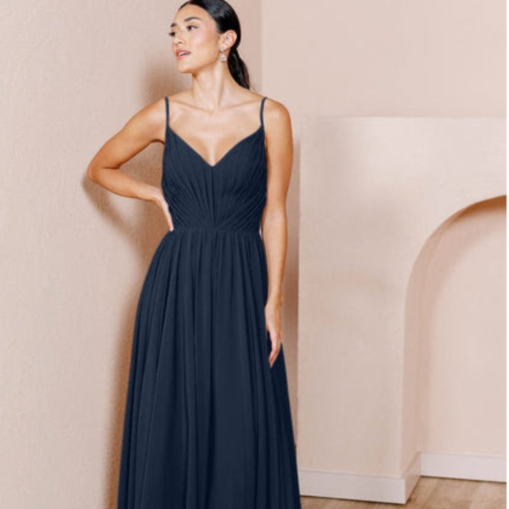 Revelry Penelope Chiffon Dress- Navy Blue Size 6